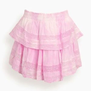 LoveShackFancy Ruffle Mini Skirt in Peony Pink